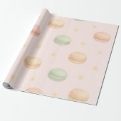 Pastel Macaron & Stars Watercolor Wrapping Paper Cadeaupapier (Uitgerold)