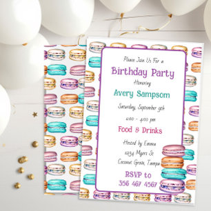 Pastel Macaron thema verjaardagsfeest Kaart