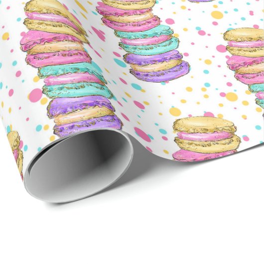Pastel Macaron Verjaardag Cadeaupapier (Rol Hoek)