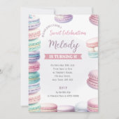 Pastel Macaron Verjaardag Nodig Stack Of Sweetness Kaart (Voorkant)
