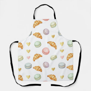 Pastel Macarons en Croissants Naadloos Patroon Schort