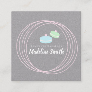 Pastel Macarons Logo Bakkerij Bakker Vierkante Visitekaartje