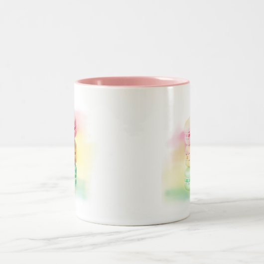 Pastel Macaroon Triplet Stacks Tweekleurige Koffiemok (Center)