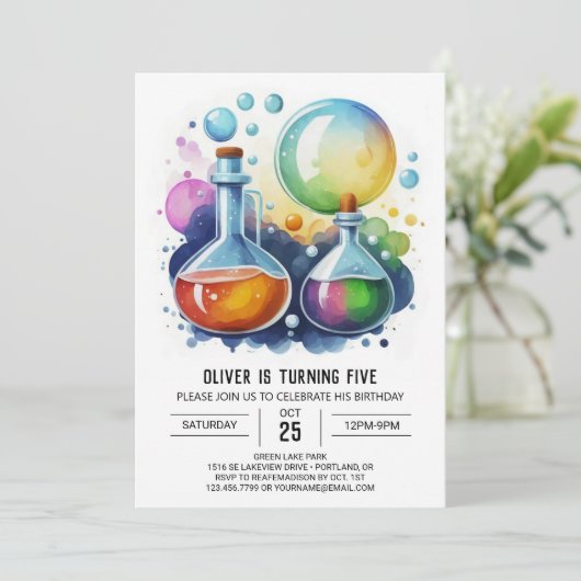 Pastel Mad Scientist Potion Verjaardag Kaart (Staand voorkant)