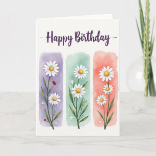 Pastel Madelief Verjaardagskaart Kaart