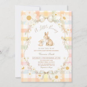 Pastel Madeliefje Konijn Baby Shower Uitnodiging