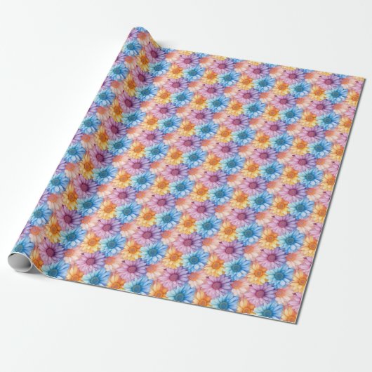 Pastel Madeliefjes Cadeaupapier (Uitgerold)