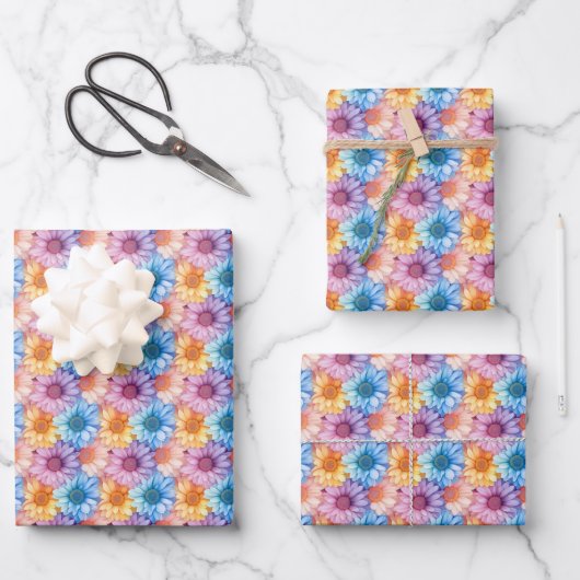Pastel Madeliefjes Inpakpapier Vel (Voorkant)