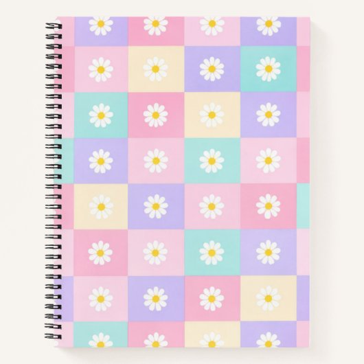 Pastel Madeliefjes Schachbrett Notitieboek (Voorkant)