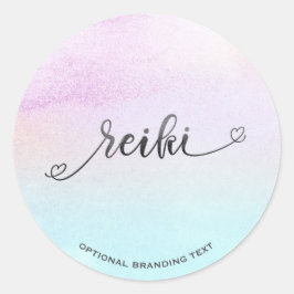 *~* Pastel Magenta Turquoise Zwart Glitter REIKI Ronde Sticker