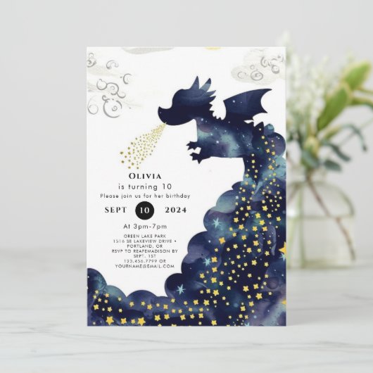 Pastel Magic Dragon Verjaardag Kaart (Staand voorkant)