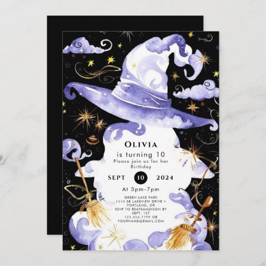 Pastel Magic Fun Wizard Verjaardag Kaart (Voorkant / Achterkant)