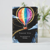 Pastel Magic Heet Luchtballon Verjaardag Bedankkaart (Staand voorkant)