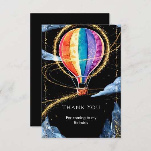 Pastel Magic Heet Luchtballon Verjaardag Bedankkaart (Voorkant / Achterkant)