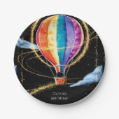Pastel Magic Hete Luchtballon Verjaardag Papieren Bordje (Voorkant)