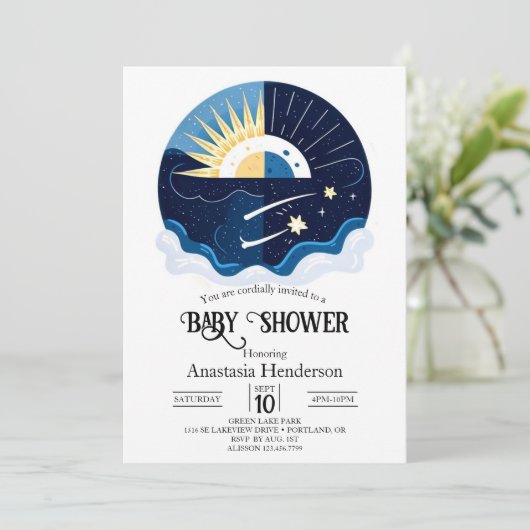 Pastel Magic Stars Baby shower Kaart (Staand voorkant)