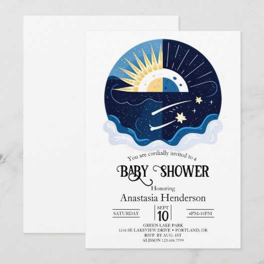 Pastel Magic Stars Baby shower Kaart (Voorkant / Achterkant)