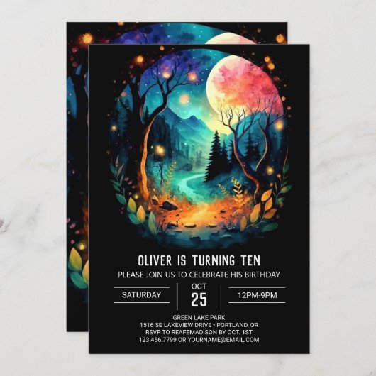 Pastel Magic Timber verjaardag Kaart (Voorkant / Achterkant)