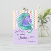 Pastel Magical Chevron Unicorn Birthday Dank u (Staand voorkant)