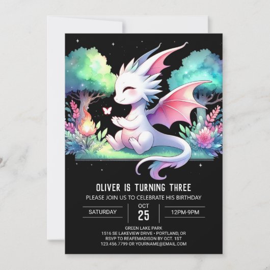 Pastel Magical Dragon Verjaardag Kaart (Voorkant)