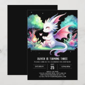 Pastel Magical Dragon Verjaardag Kaart (Voorkant / Achterkant)