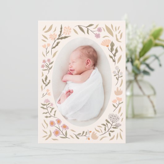 Pastel Magical Meadow Fotogeboorteaankondiging Aankondiging (Staand voorkant)