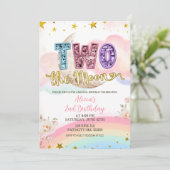 Pastel Magical Two The Moon Birthday Kaart (Staand voorkant)