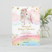 Pastel Magical Unicorn Baby Shower Kaart (Staand voorkant)
