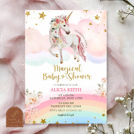 Pastel Magical Unicorn Baby Shower Kaart