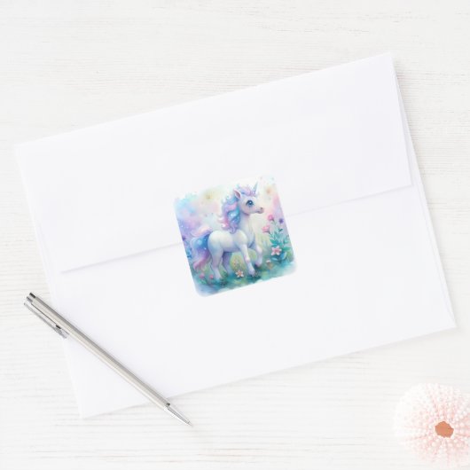 Pastel Magisch Eenhoorn Sticker (Envelop)