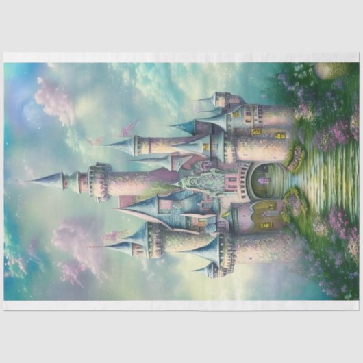 Pastel Magisch Kasteel Tissuepapier (Voorkant)