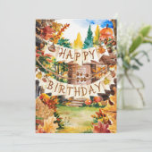 Pastel Magisch Seizoen Herfst Herfst Happy Birthda Kaart (Staand voorkant)