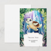 Pastel Magische Kids Schildpad Verjaardag Bedankkaart (Voorkant / Achterkant)