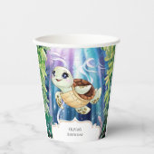 Pastel Magische Kinderen Schildpad Verjaardag Papieren Bekers (Voorkant)