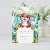 Pastel Magische Otter Baby shower Bedankkaart (Staand voorkant)