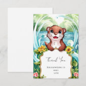 Pastel Magische Otter Baby shower Bedankkaart (Voorkant / Achterkant)