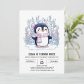 Pastel magische pinguïn digitale verjaardag kaart (Staand voorkant)