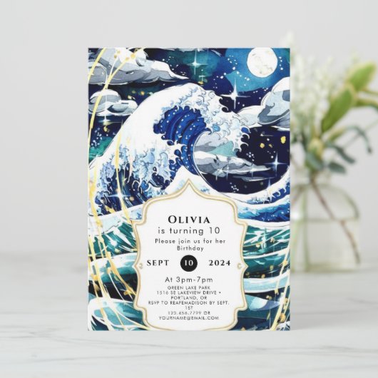 Pastel Magische Plezier Ocean Waves Verjaardag Kaart (Staand voorkant)