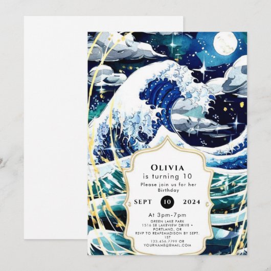 Pastel Magische Plezier Ocean Waves Verjaardag Kaart (Voorkant / Achterkant)