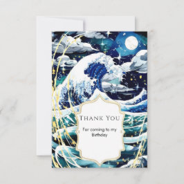 Pastel Magische Pret Oceaan Golven Verjaardag Bedankkaart