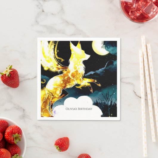 Pastel Magische Vos Verjaardag Servet (Insitu)