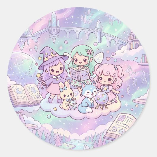 Pastel Magische Vrienden Sticker (Voorkant)