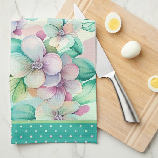 Pastel Magnolia Bloemen Theedoek (Quarter Fold)