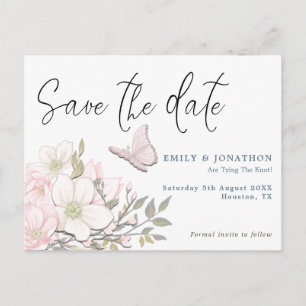 Pastel Magnolias Vlinder Bruiloft Save The Date Briefkaart