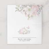 Pastel Magnolias Vlinder Namen Datum Bruiloft Plaatskaartje (Buitenkant ongevouwen)