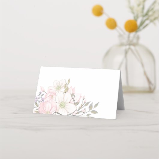 Pastel Magnolias Vlinder Namen Datum Bruiloft Plaatskaartje (Achterkant)