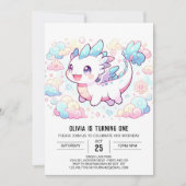 Pastel Majestic Dragon 1e verjaardag Kaart (Voorkant)