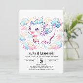 Pastel Majestic Dragon 1e verjaardag Kaart (Staand voorkant)