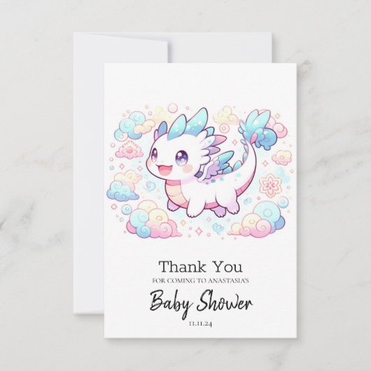 Pastel Majestic Dragon Baby shower Bedankkaart (Voorkant)