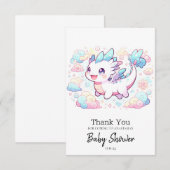 Pastel Majestic Dragon Baby shower Bedankkaart (Voorkant / Achterkant)